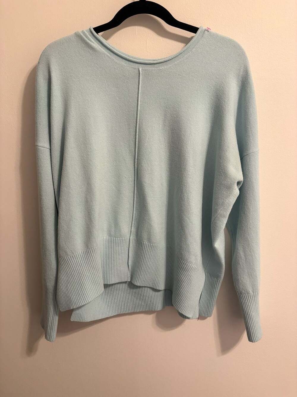 French Connection Light Blue Seam Detail Oversized Wide Cuff Sweater